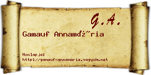 Gamauf Annamária névjegykártya