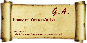 Gamauf Annamária névjegykártya